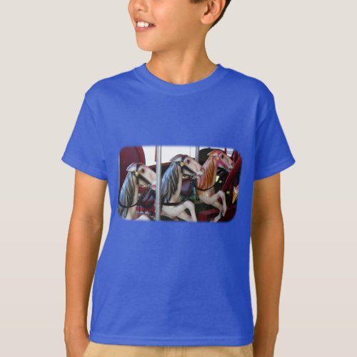Silent Racers Carousel Horse Kids T_Shirt