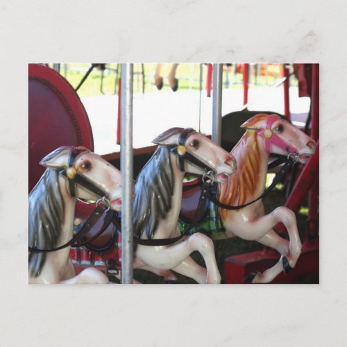 Silent Racers Carousel Horse Photo Postcard