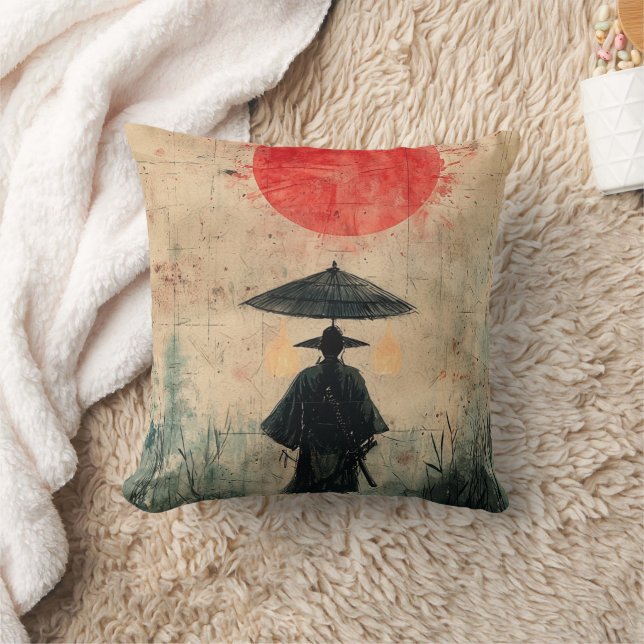 Silent Samurai Crimson Forest (2) Throw Pillow (Blanket)