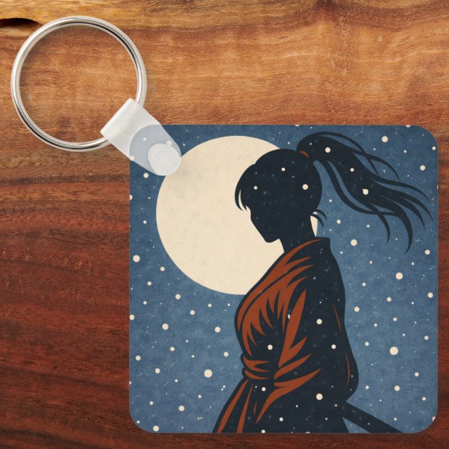 Silent Samurai – The Feminine Shadow: Snowfall Keychain (Front)