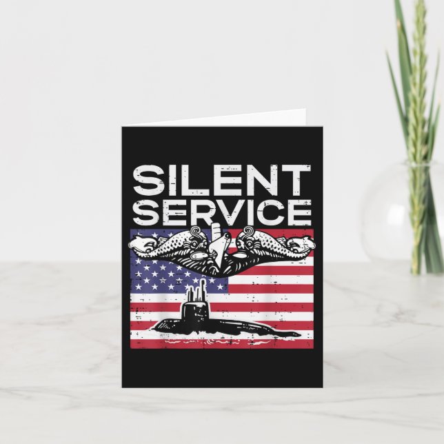 Silent Service Submarine Us Flag Memorial Day Patr Card (Front)