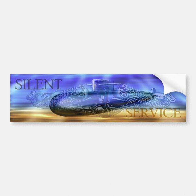 Silent Service w/Sub & Qual Dolphins BumperSticker Bumper Sticker (Front)