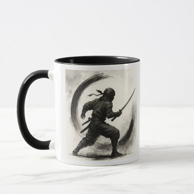 Silent Shadow – Ninja Ink Art Mug (Left)