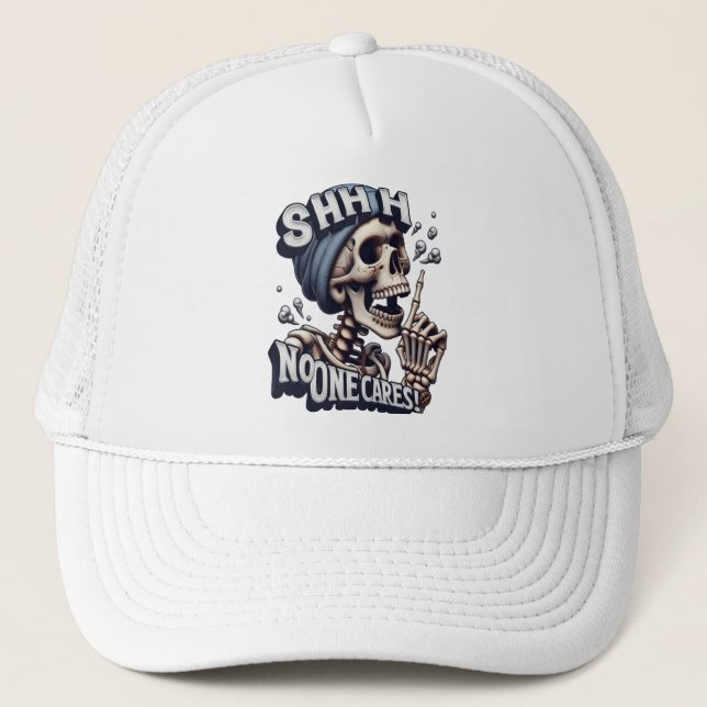 Silent Skeleton: Unveiling the Mysterious Bandana  Trucker Hat (Front)
