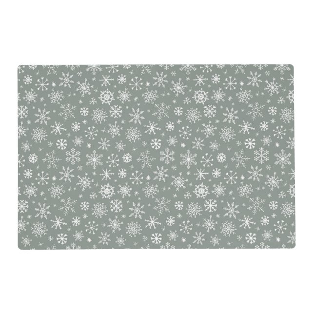 Silent Snowfall: Elegant Winter Flurry Placemat (Front)