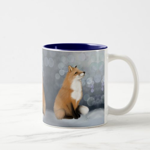 Silent Snowfall Fox Two_Tone Coffee Mug