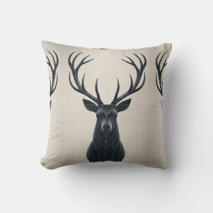 Silent Stag Minimal Geometric Deer Throw Pillow