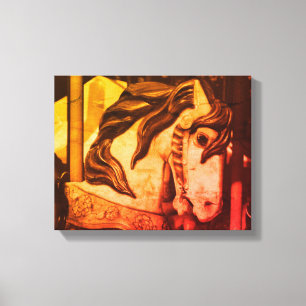 Silent Steed Carousel Horse In Sepia Vintage Canvas Print