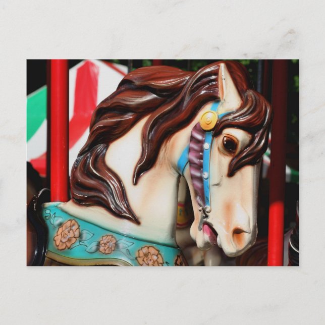Silent Steed Carousel Horse Photo Postcard (Front)