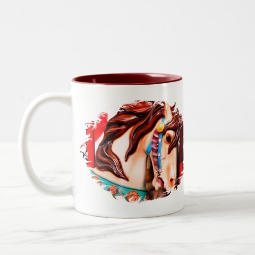 Silent Steed Carousel Horse  Two_Tone Coffee Mug