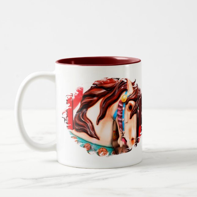 Silent Steed Carousel Horse  Two-Tone Coffee Mug (Left)