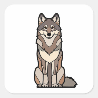 Silent Strength Wolf – Minimal Animal Illustration Square Sticker