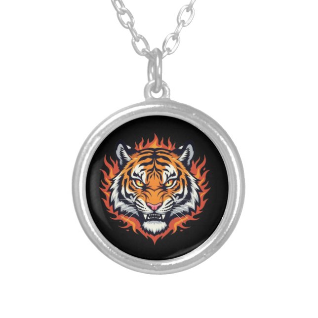 Silent Tiger – Precision and Power Silver Plated Necklace (Front)