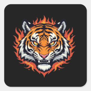 Silent Tiger – Precision and Power Square Sticker
