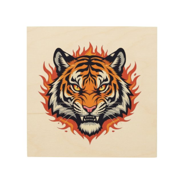 Silent Tiger – Precision and Power Wood Wall Art (Front)