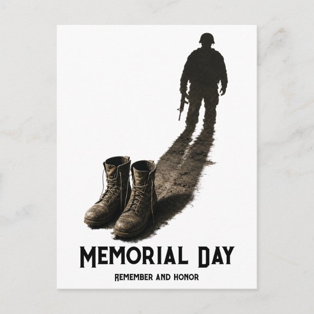 Silent Valor – Memorial Day Tribute Soldier Shadow Postcard (Front)