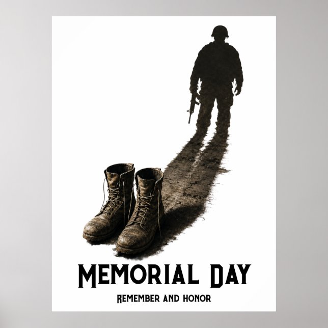 Silent Valor – Memorial Day Tribute Soldier Shadow Poster (Front)
