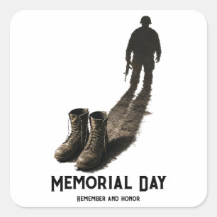 Silent Valor – Memorial Day Tribute Soldier Shadow Square Sticker