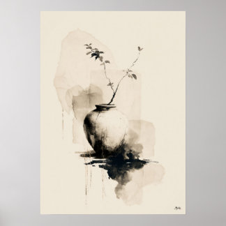 Silent Vessel Japanese Minimalist Sumi Ink Wall Poster