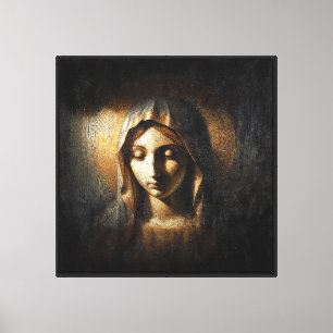 Silent Virgin Mary in Golden Light Canvas Print