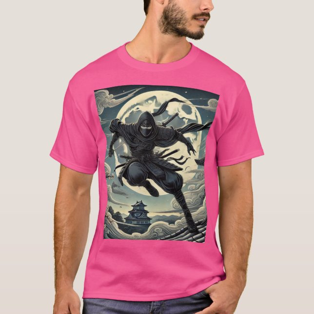Silent Warrior: Ninja Under the Moon T-Shirt (Front)