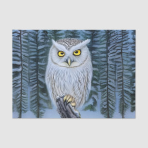 Silent Watch - Northern Winter Woods Gray Owl Tissue Paper