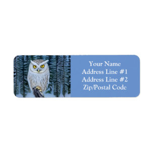 Silent Watch - Northern Winter Woods Grey Owl Label