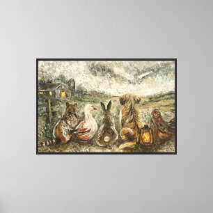 Silent Watching Whimsical Farmhouse Animals Canvas Print