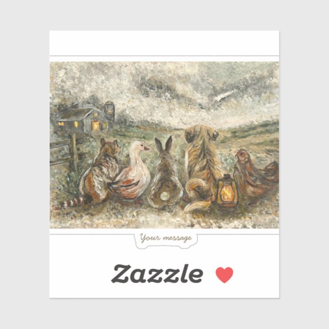 Silent Watching Whimsical Farmhouse Animals  Sticker (Sheet)
