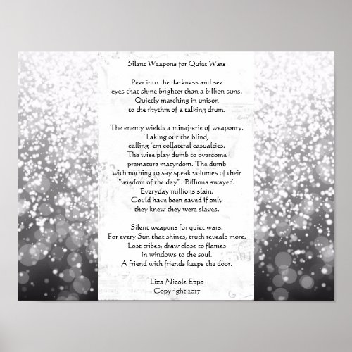 Silent Weapons for Quiet Wars Poem by Liza Nicole Poster