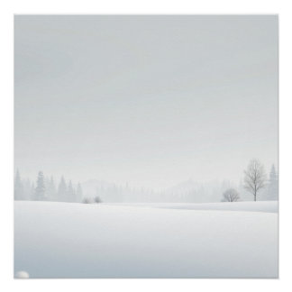 Silent Winter Horizon – Minimal Snow Landscape Poster