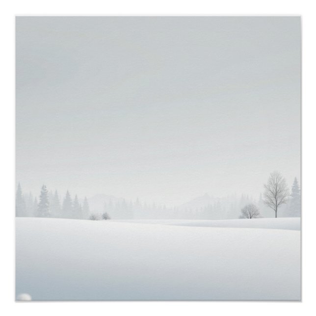 Silent Winter Horizon – Minimal Snow Landscape Poster (Front)