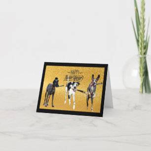 Silent Wonders New Years Greeting Card Great Danes