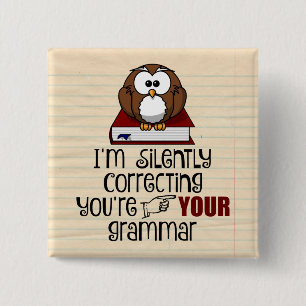 Silently Correcting Your Grammar Sarcastic Owl Button