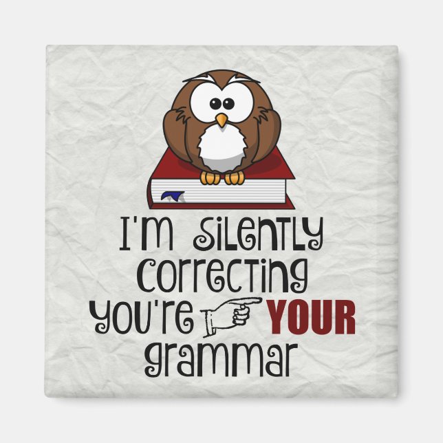 Silently Correcting Your Grammar Sarcastic Owl Magnet (Front)