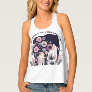 Silently Judging Elephant Floral Art Tank Top