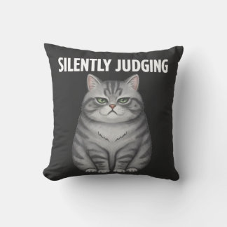 silently judging throw pillow