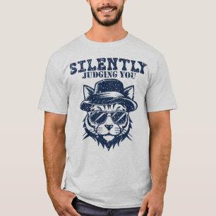 Silently Judging You Minimalist Retro Cat T-Shirt