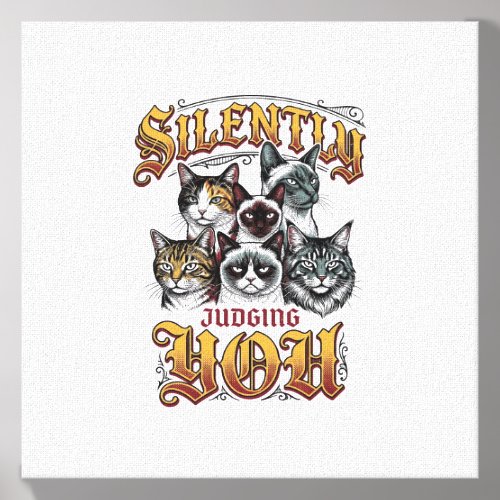 Silently Judging You Vintage Cat Graphic T-Shirt_1 Canvas Photo Tile