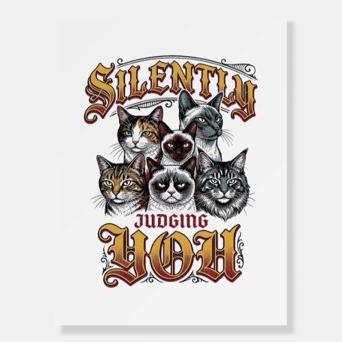 Silently Judging You Vintage Cat Graphic T-Shirt_1 Foam Board