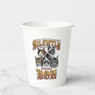 Silently Judging You Vintage Cat Graphic T-Shirt_1 Paper Cups