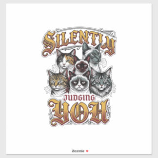 Silently Judging You Vintage Cat Graphic T-Shirt_1 Sticker