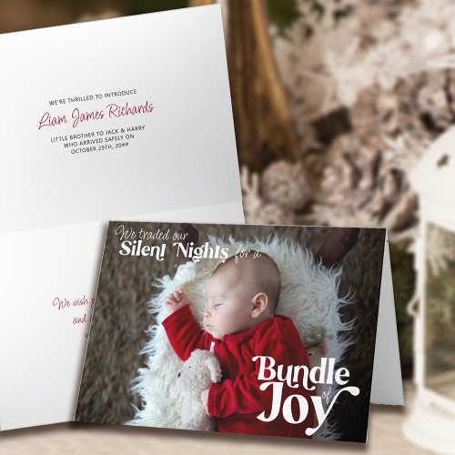 Silents Nights Bundle of Joy Baby Christmas Photo Holiday Card
