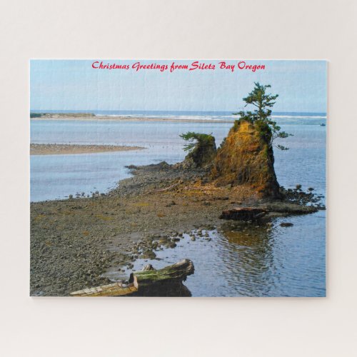 Siletz Bay Oregon Christmas Greetings Jigsaw Puzzle