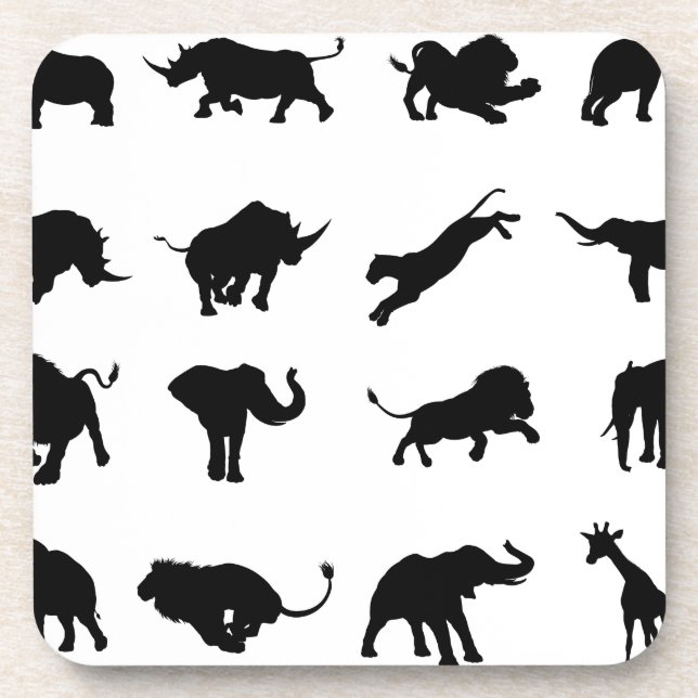 Silhouette African Safari Animal Drink Coaster (Front)