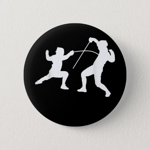 Silhouette American Fencing Fencer Swordsman Fight Button