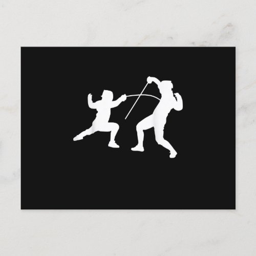 Silhouette American Fencing Fencer Swordsman Fight Holiday Postcard