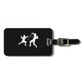 Silhouette American Fencing Fencer Swordsman Fight Luggage Tag