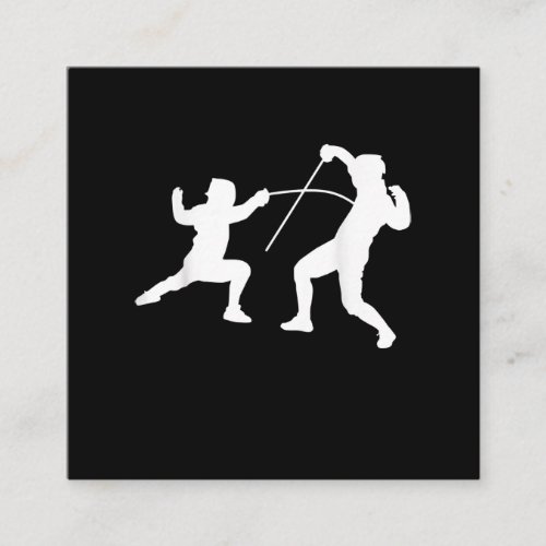 Silhouette American Fencing Fencer Swordsman Fight Square Business Card