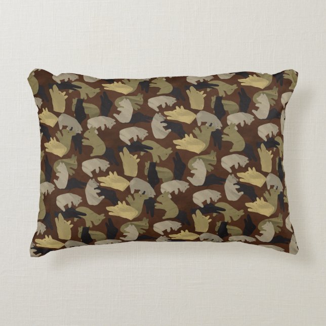 Silhouette Animal Camouflage Brown Accent Pillow (Front)